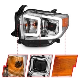 Anzo 111415 - Bar Style Projector Headlights w/ Switchback Turn Signal (Chrome Housing, Clear Lens)