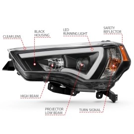 Anzo 111416 - Plank Style Projector Headlights (Black Housing, Clear Lens)