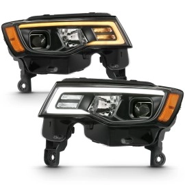 Anzo 111418 - Plank Style Projector Headlights w/ Switchback Lights (Black Housing, Clear Lens)