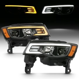 Anzo 111418 - Plank Style Projector Headlights w/ Switchback Lights (Black Housing, Clear Lens)