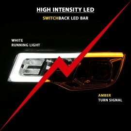 Anzo 111419 - Plank Style Projector Headlights w/ Switchback Lights (Chrome Housing, Clear Lens)