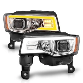 Anzo 111419 - Plank Style Projector Headlights w/ Switchback Lights (Chrome Housing, Clear Lens)