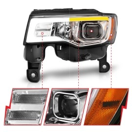 Anzo 111419 - Plank Style Projector Headlights w/ Switchback Lights (Chrome Housing, Clear Lens)