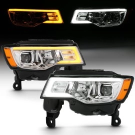 Anzo 111419 - Plank Style Projector Headlights w/ Switchback Lights (Chrome Housing, Clear Lens)
