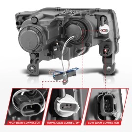 Anzo 111419 - Plank Style Projector Headlights w/ Switchback Lights (Chrome Housing, Clear Lens)