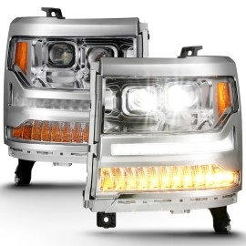 Anzo 111421 - Plank Style Projector Headlights w/ Switchback Lights (Chrome Housing, Clear Lens)