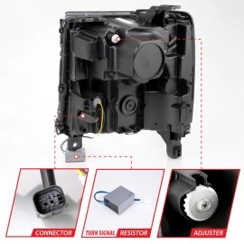 Anzo 111421 - Plank Style Projector Headlights w/ Switchback Lights (Chrome Housing, Clear Lens)