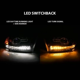 Anzo 111439 - Plank Style Projector Headlights w/ Switchback Lights (Black Housing, Clear Lens)