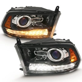 Anzo 111439 - Plank Style Projector Headlights w/ Switchback Lights (Black Housing, Clear Lens)