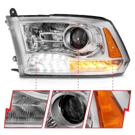 Anzo 111440 - Plank Style Projector Headlights w/ Switchback Lights (Chrome Housing, Clear Lens)