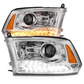 Anzo 111440 - Plank Style Projector Headlights w/ Switchback Lights (Chrome Housing, Clear Lens)