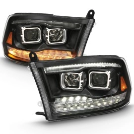 Anzo 111441 - Dual Projector Headlights w/ Switchback Turn Signal (Black Housing, Clear Lens)