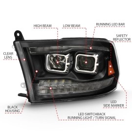 Anzo 111441 - Dual Projector Headlights w/ Switchback Turn Signal (Black Housing, Clear Lens)