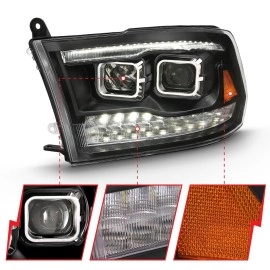 Anzo 111441 - Dual Projector Headlights w/ Switchback Turn Signal (Black Housing, Clear Lens)