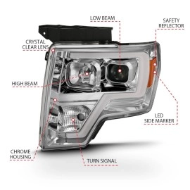 Anzo 111444 - Plank Style Projector Headlights (Chrome Housing, Clear Lens)