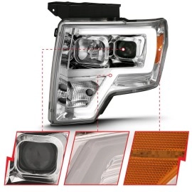 Anzo 111444 - Plank Style Projector Headlights (Chrome Housing, Clear Lens)