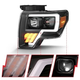 Anzo 111445 - Plank Style Projector Headlights w/ LED Turn Signals (Black Housing, Clear Lens)