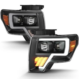 Anzo 111445 - Plank Style Projector Headlights w/ LED Turn Signals (Black Housing, Clear Lens)
