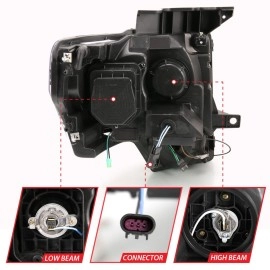 Anzo 111445 - Plank Style Projector Headlights w/ LED Turn Signals (Black Housing, Clear Lens)