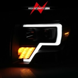 Anzo 111445 - Plank Style Projector Headlights w/ LED Turn Signals (Black Housing, Clear Lens)