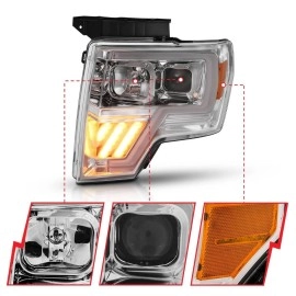 Anzo 111446 - Plank Style Projector Headlights w/ LED Turn Signals (Chrome Housing, Clear Lens)