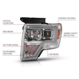 Anzo 111446 - Plank Style Projector Headlights w/ LED Turn Signals (Chrome Housing, Clear Lens)