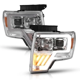 Anzo 111446 - Plank Style Projector Headlights w/ LED Turn Signals (Chrome Housing, Clear Lens)
