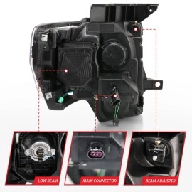 Anzo 111446 - Plank Style Projector Headlights w/ LED Turn Signals (Chrome Housing, Clear Lens)