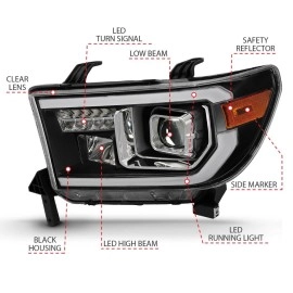 Anzo 111447 - Plank Style Projector Headlights (Black Housing, Clear Lens)
