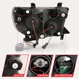 Anzo 111447 - Plank Style Projector Headlights (Black Housing, Clear Lens)