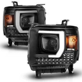 Anzo 111450 - C-Bar Style Projector Headlights (Black Housing, Clear Lens)