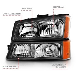 Anzo 111452 - Crystal Headlights w/ Parking Lights (Black Housing, Clear Lens)