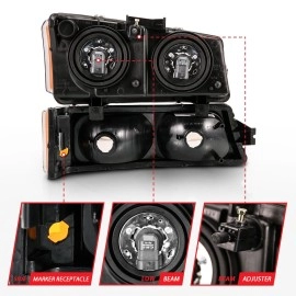 Anzo 111452 - Crystal Headlights w/ Parking Lights (Black Housing, Clear Lens)