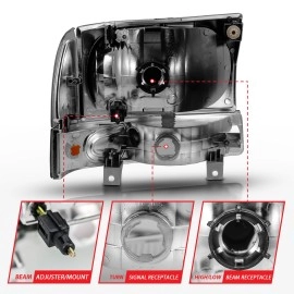 Anzo 111457 - Crystal Headlights w/ Corner Lights (Black Housing, Clear Lens)