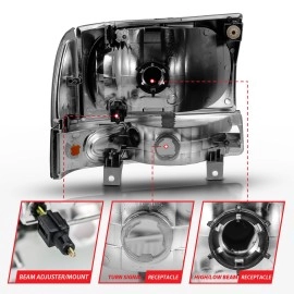 Anzo 111458 - Crystal Headlights w/ Corner Lights (Chrome Housing, Clear Lens)