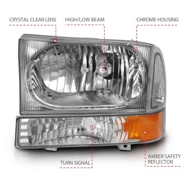 Anzo 111458 - Crystal Headlights w/ Corner Lights (Chrome Housing, Clear Lens)