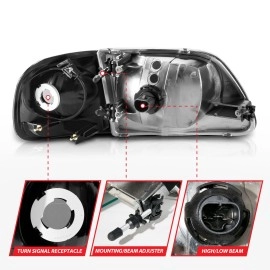Anzo 111460 - Crystal Headlights w/ Parking Lights (Black Housing, Clear Lens)
