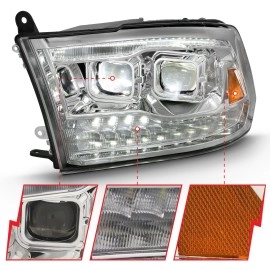 Anzo 111465 - Dual LED Projector Headlights (Chrome Housing, Clear Lens)