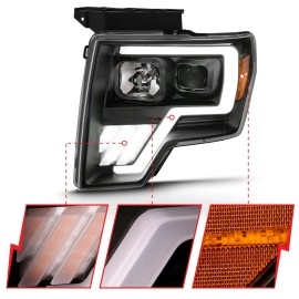 Anzo 111469 - Plank Style Projector Headlights w/ Switchback Lights (Black Housing, Clear Lens)