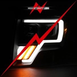 Anzo 111469 - Plank Style Projector Headlights w/ Switchback Lights (Black Housing, Clear Lens)