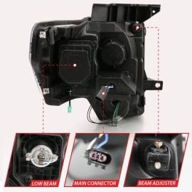 Anzo 111470 - Plank Style Projector Headlights w/ Switchback Lights (Chrome Housing, Clear Lens)