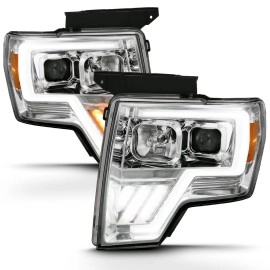 Anzo 111470 - Plank Style Projector Headlights w/ Switchback Lights (Chrome Housing, Clear Lens)