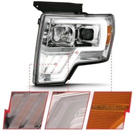 Anzo 111470 - Plank Style Projector Headlights w/ Switchback Lights (Chrome Housing, Clear Lens)