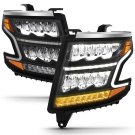 Anzo 111478 - Plank Style LED Crystal Headlights w/ Sequential Signal (Black Housing, Clear Lens)