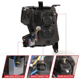 Anzo 111478 - Plank Style LED Crystal Headlights w/ Sequential Signal (Black Housing, Clear Lens)