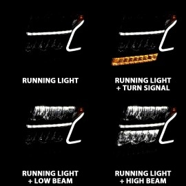 Anzo 111478 - Plank Style LED Crystal Headlights w/ Sequential Signal (Black Housing, Clear Lens)
