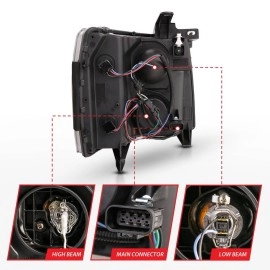 Anzo 111480 - Plank Style Projector Headlights (Black Housing, Clear Lens)