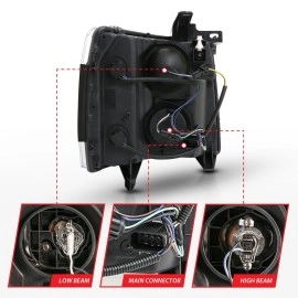 Anzo 111481 - Plank Style Projector Headlights (Chrome Housing, Clear Lens)