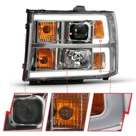 Anzo 111483 - Plank Style Projector Headlights (Chrome Housing, Clear Lens)