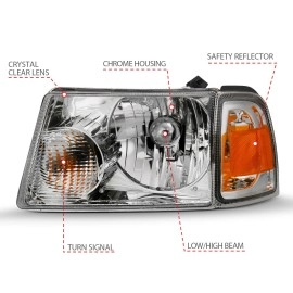 Anzo 111484 - Crystal Headlights w/ Corner Lights (Chrome Housing, Clear Lens)